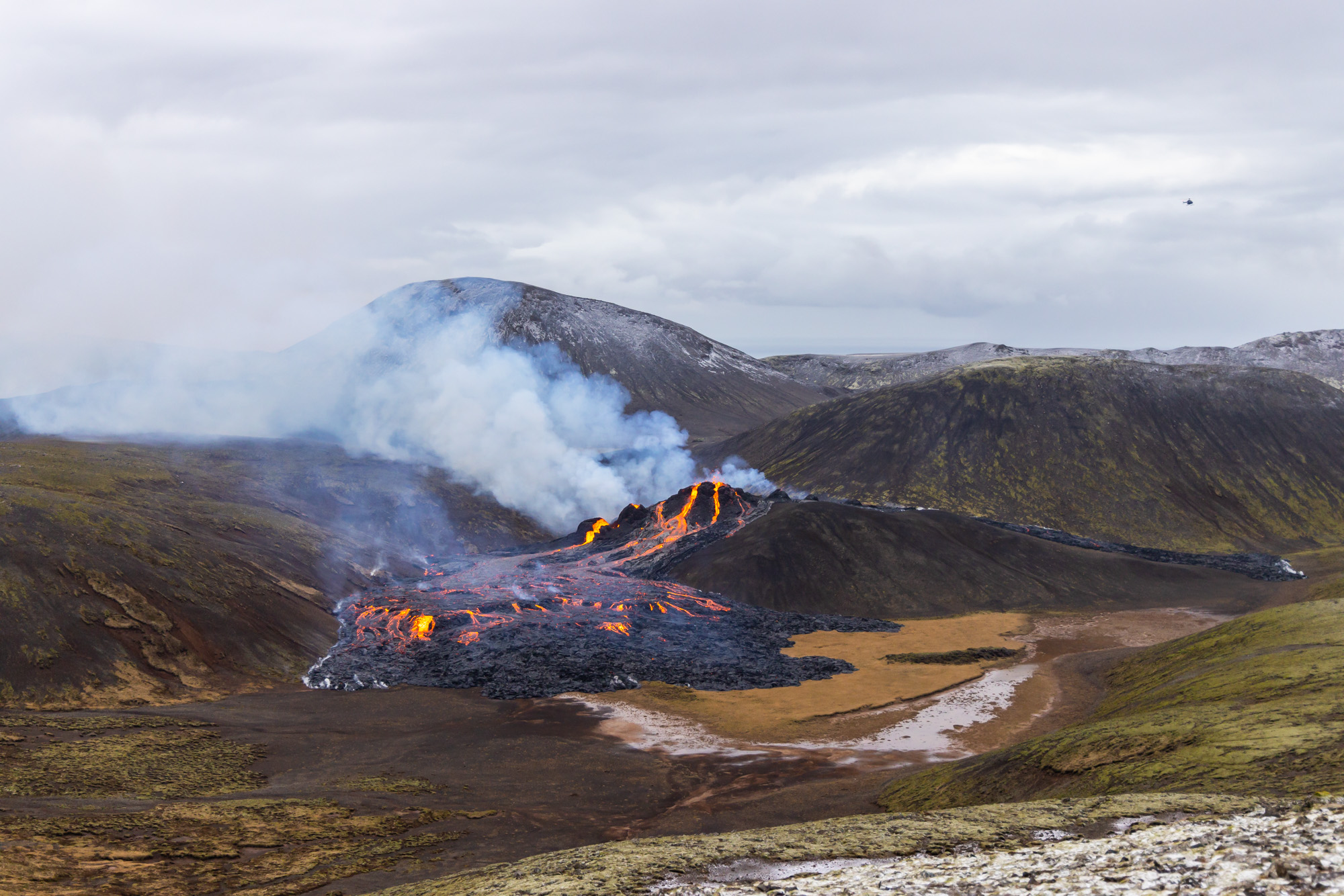 Active volcano eruption in Iceland